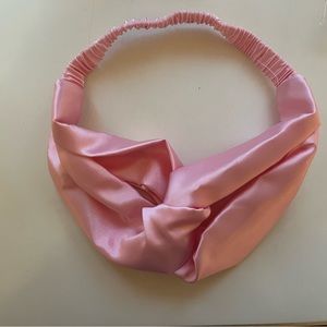 Faux Silk Pink Headband and Scrunchy